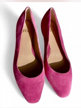 J. Crew Shoes Pink Suede Leather Almond- shaped Toe Flats Size 7.5